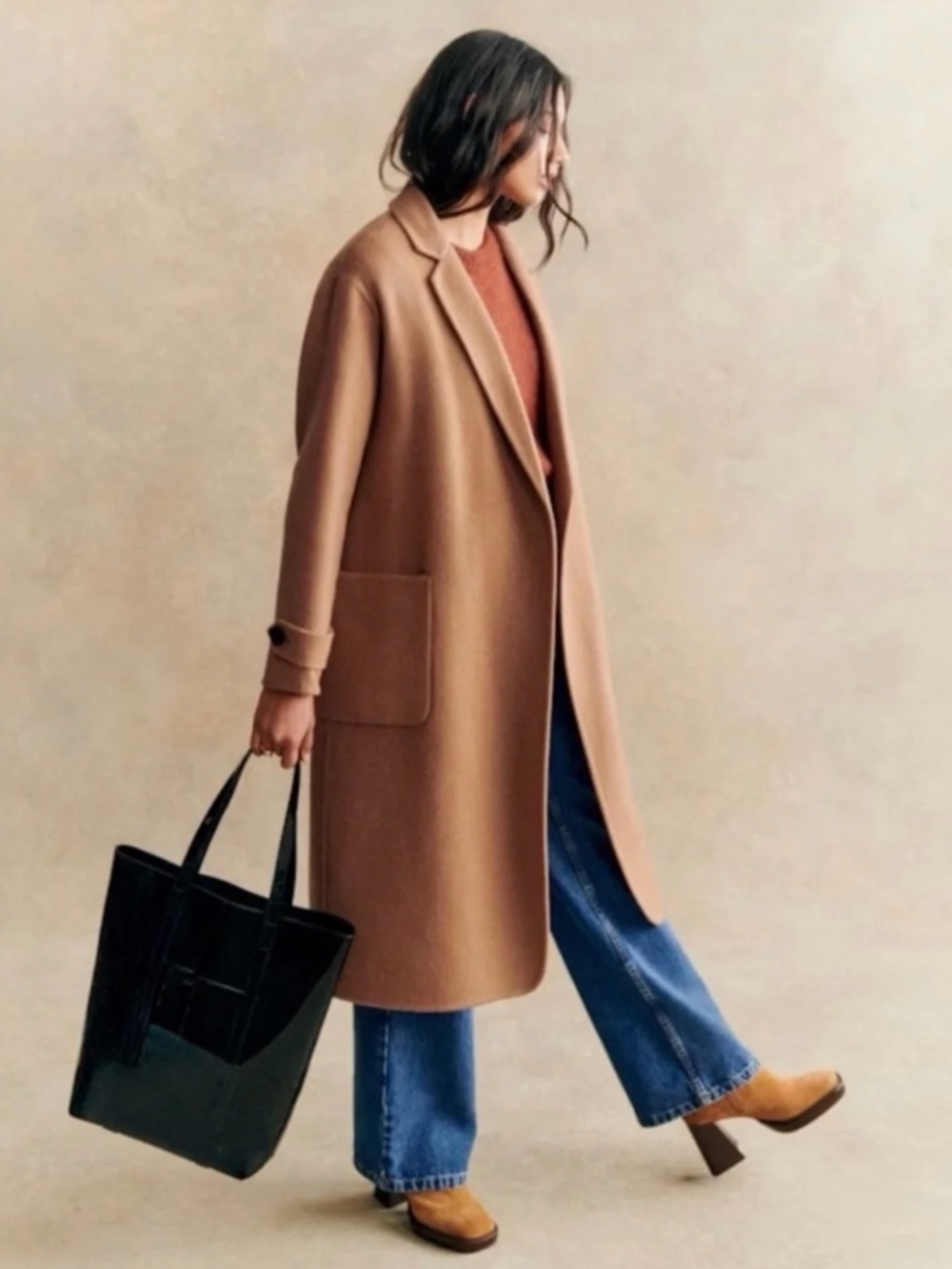 Sezane Mederick Coat Camel - Size 8